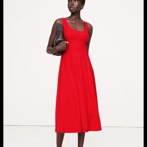 Banana Republic Scoop Neck Crepe Dress Red 4